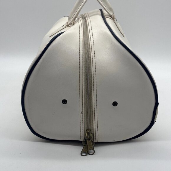 Vintage Molson Award White Leather Travel Duffel Bag - Canadian Made - Picture 4 of 14